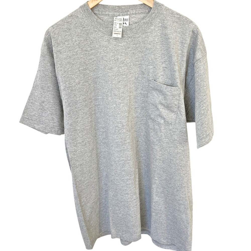 Anchor Blue y2k MILLERS OUTPOST Gray Short Sleeve Basic Tee Shirt Sz XL NWT Vtg